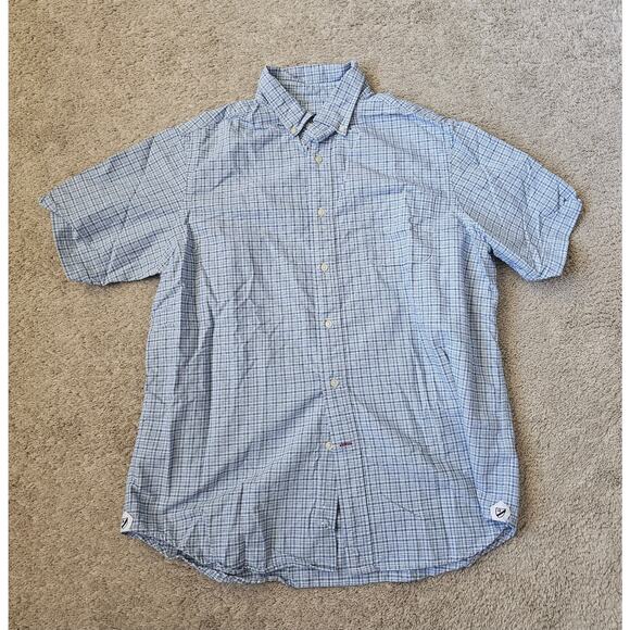 Cremieux Classics Shirt, Mens Large, White, Blue Plaid, Short Sleeve Button Down - Picture 1 of 9